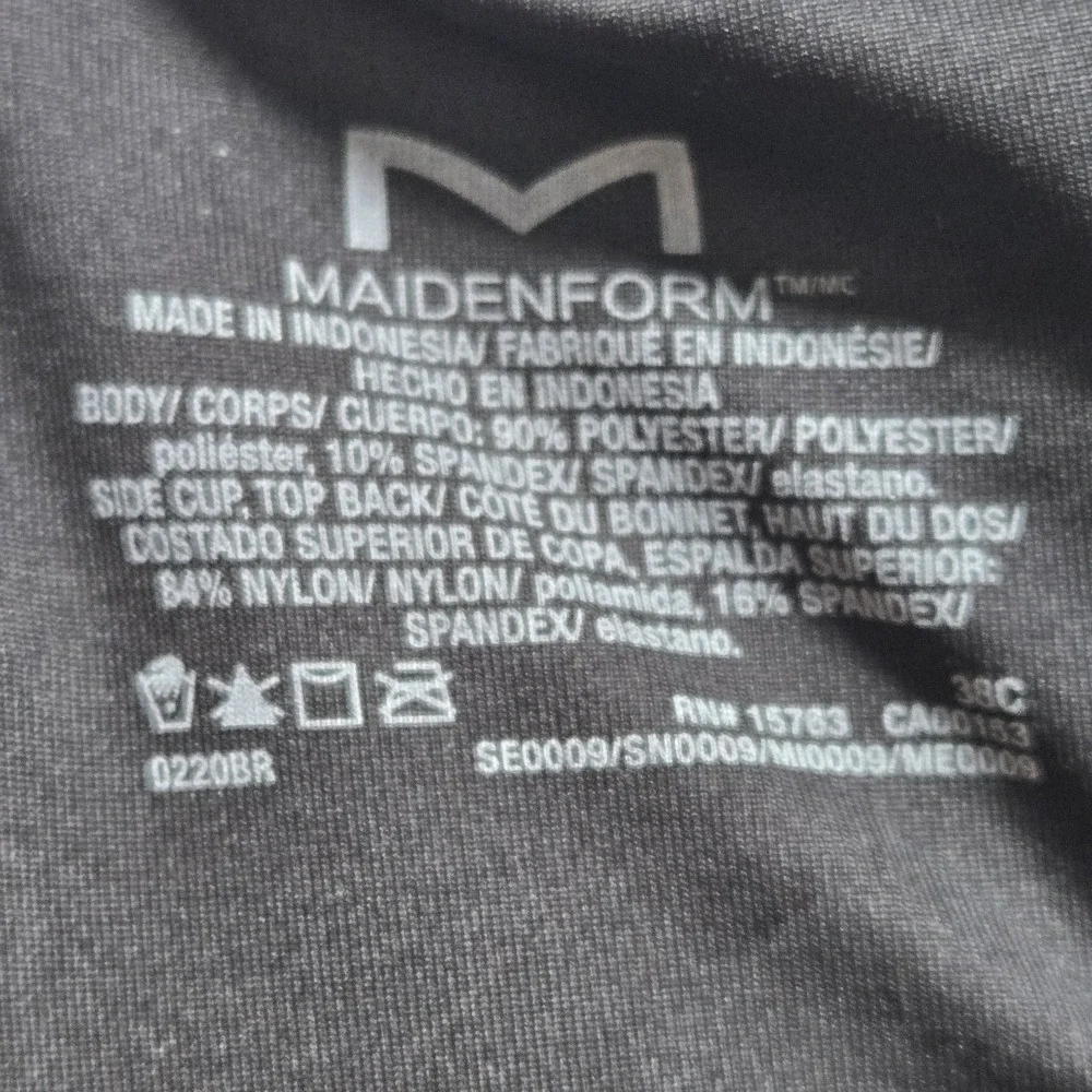 Maidenform Women Bra‎ 38C Black T Shirt Underwired Strap Adjustable